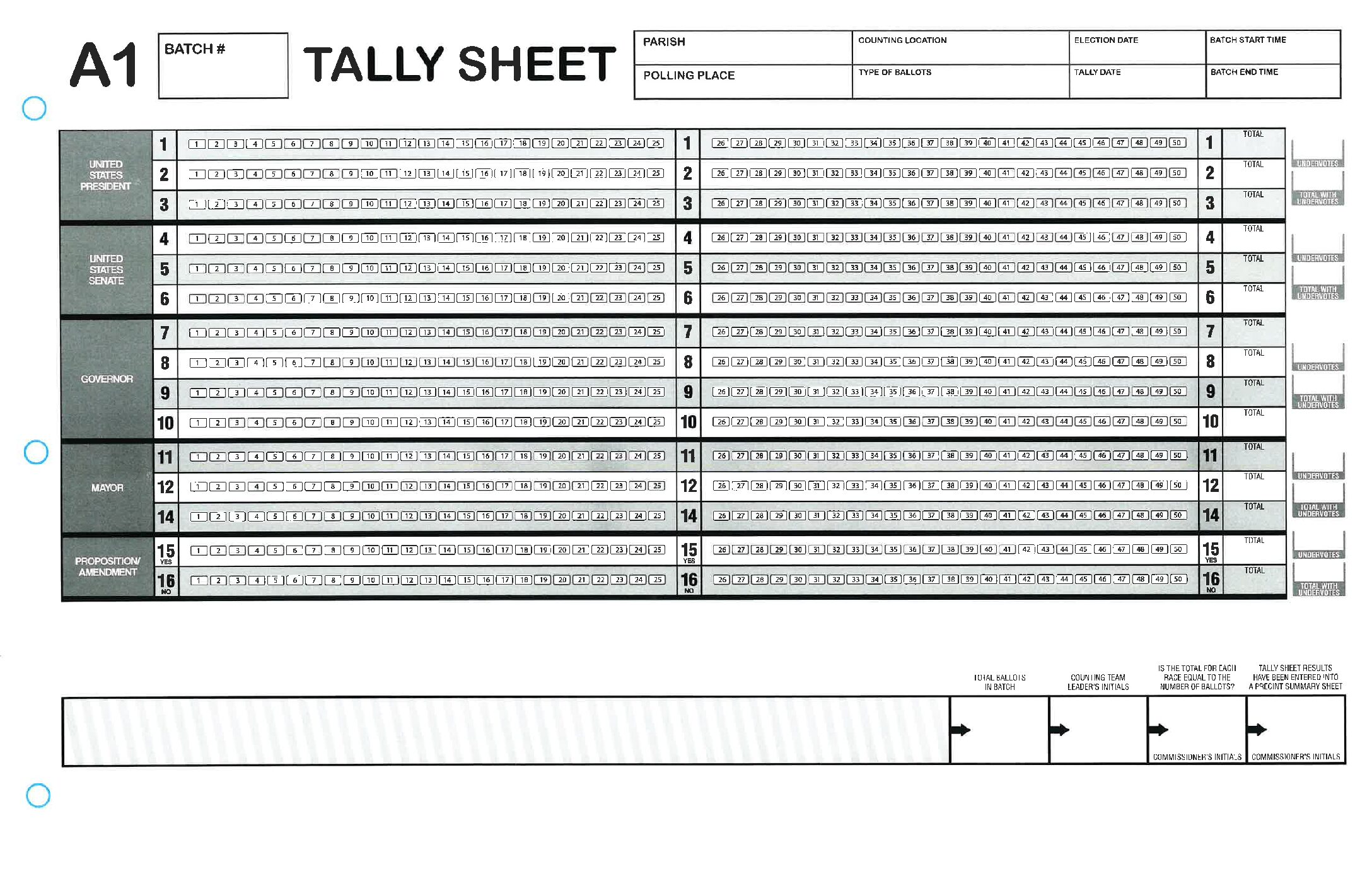 2025 Sep 04 LA Natchitoches Parish Proposed Hand Count Tally Sheet