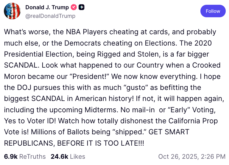Trump Orders DOJ To ‘Deal With 2020 Election’ That Was Stolen – Sir, Please Get Rid Of Machines Also