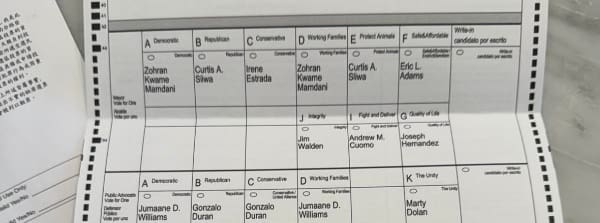 TOTALLY CORRUPT: NYC Mayor Ballot Lists Mandani Twice – Buries Cuomo at the End