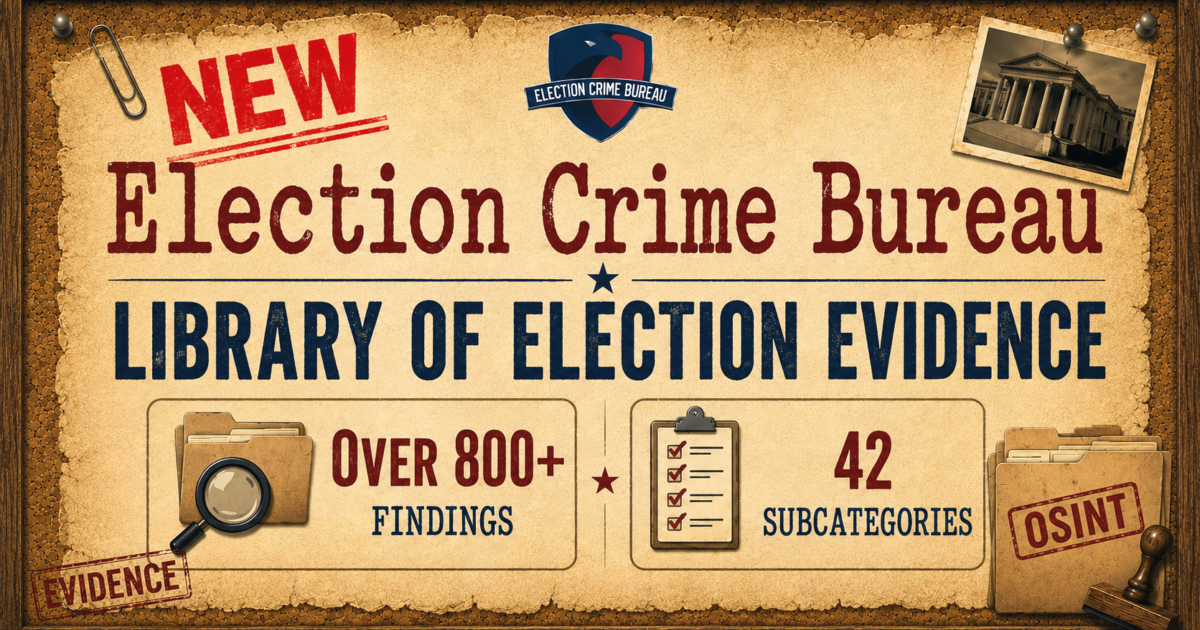 New Library of Election Evidence “Attack Vectors” — Election Crime Bureau Provides 800+ Findings In 42 Categories
